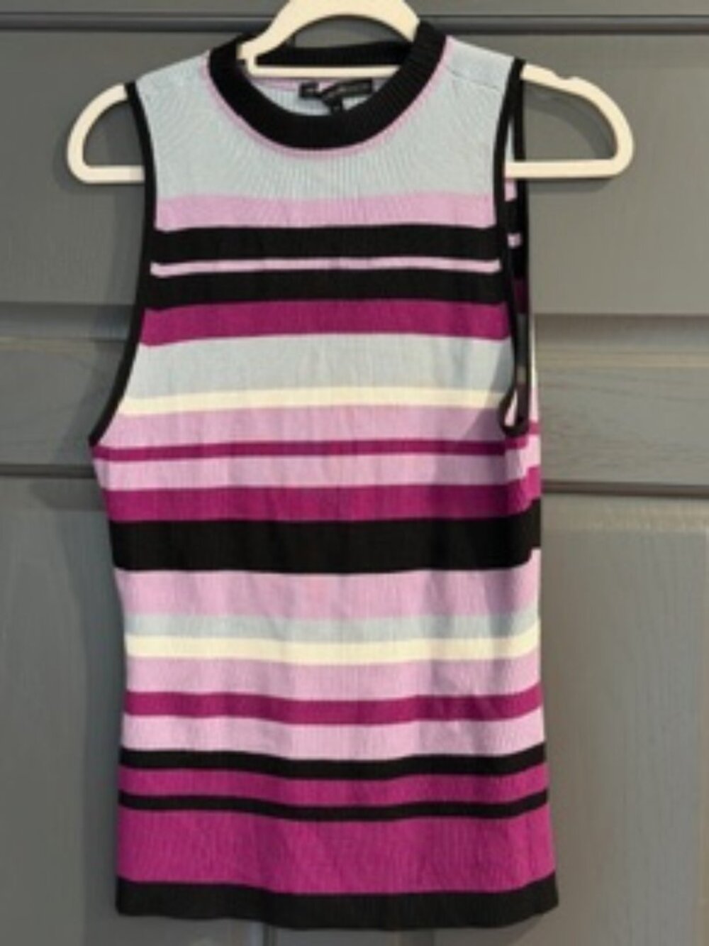 White House Black Market Striped Ribbed Sleeveless Sweater Tank XL